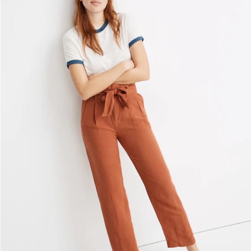 Madewell Linen-Blend Paperbag Pants sz 4